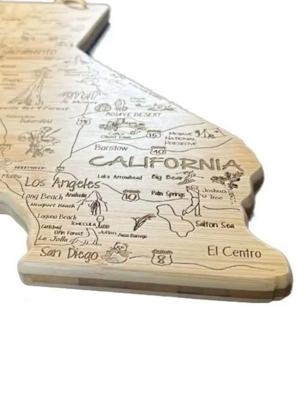 Totally Bamboo Destination California State Shaped Serving and Cutting Board